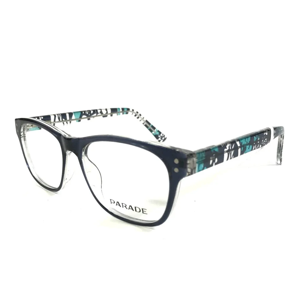 Parade Eyeglasses Frames Q-Series 1807 BLUE Clear Square Full Rim 52-17-150